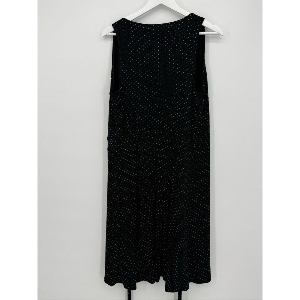 Loft Black White Polka Dot Sleeveless Wrap Dress Midi Size Medium - Picture 9 of 10